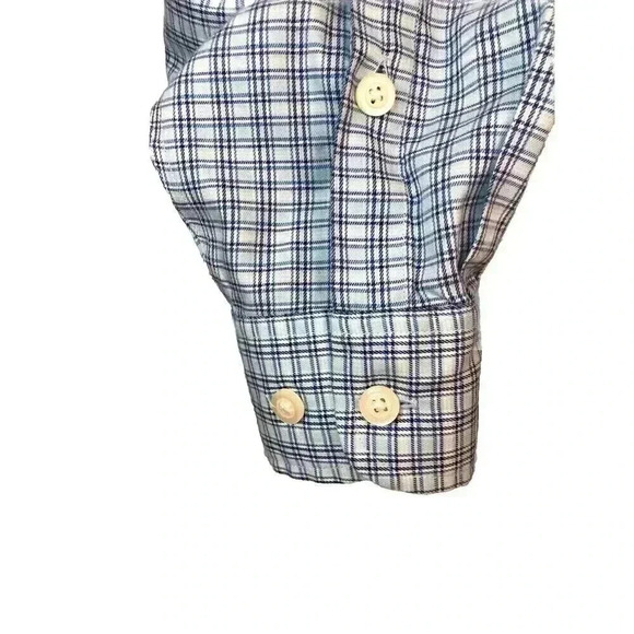 Orvis Mens Large Classic Fit Blue Check Print Button Up Shirt L/S Pockets - Picture 4 of 7